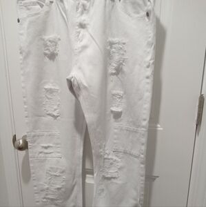 Reset Platinum Denim White Distressed Men's Jeans Size 38x32